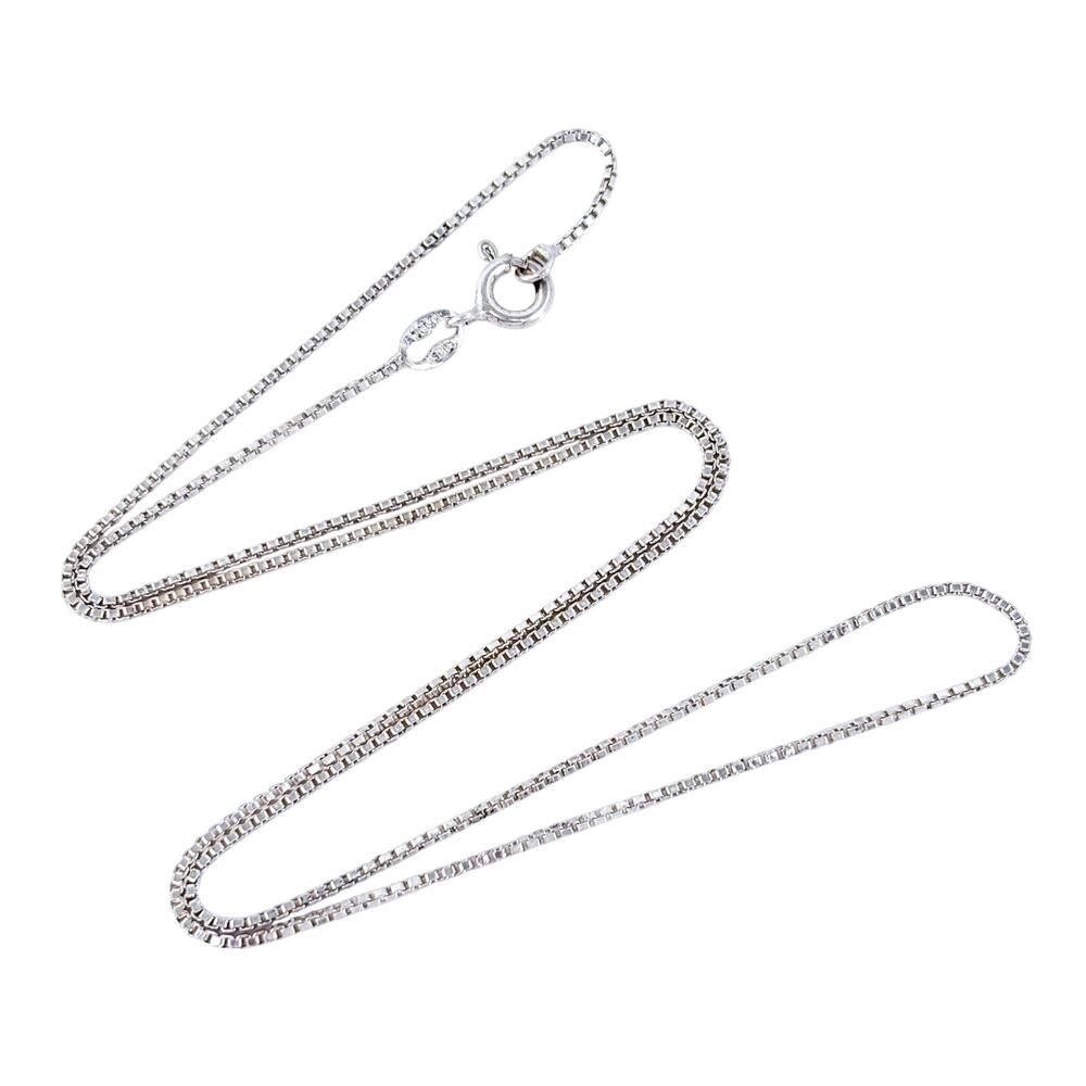 Vintage Italy Sterling Silver 925 Box Chain Necklace 18"